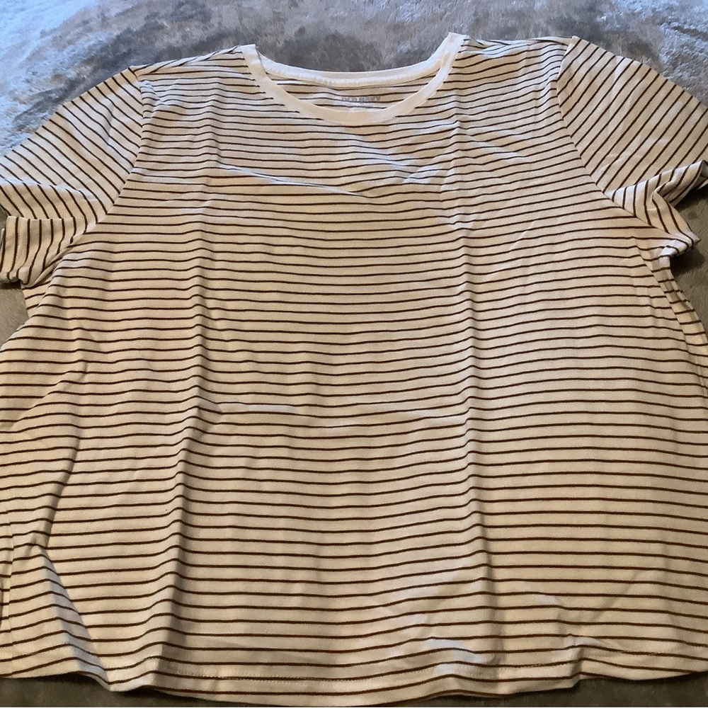 Old Navy Brown & White Striped Shirt